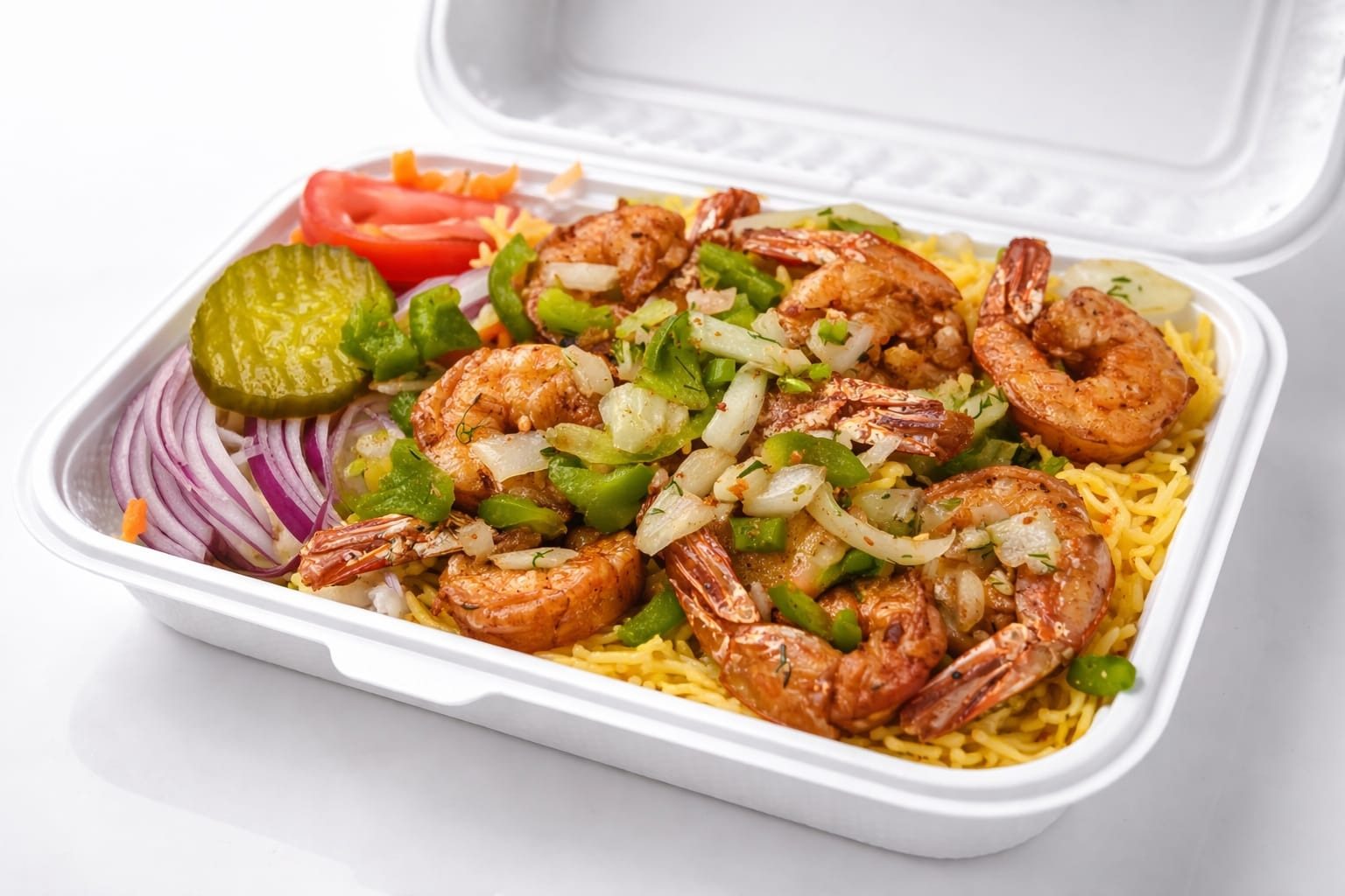 Shrimp Over Rice.